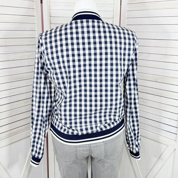 Merona Gingham Check Full Zip Windbreaker Jacket Blue White XL Cottagecore - Picture 4 of 15